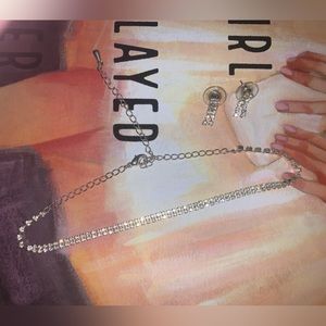 Rhinestone Earring and Necklace Set